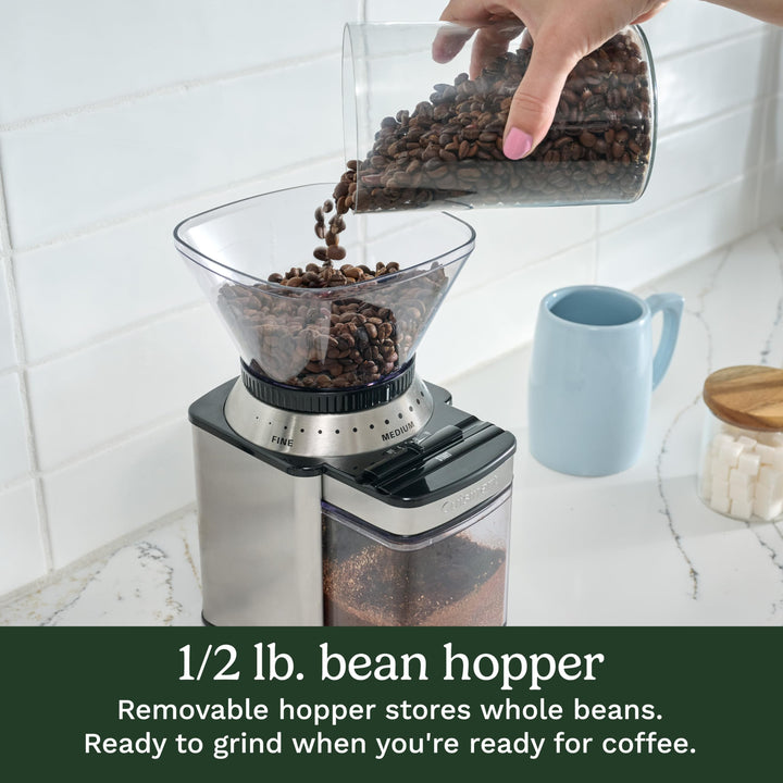 Cuisinart Coffee Grinder, Electric One-Touch Automatic Burr Coffee Grinder with 18-Position Grind Selector, Cup Size Selector for 4 Ã¢â‚¬â€œ 18 Cups, DBM-8P1, Black Stainless