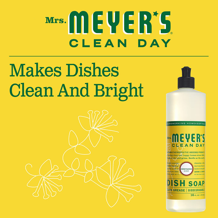 MRS. MEYER'S CLEAN DAY Liquid Dishwashing Soap, Honeysuckle, 16 oz 1 pack