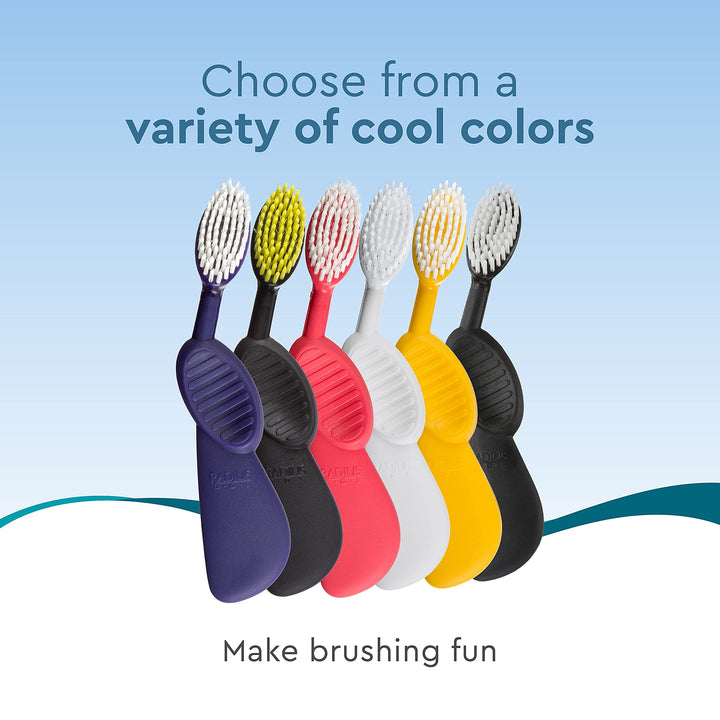 Radius Toothbrush, Flex Brush, Soft Bristles, Right Handed, Black Brush with White Bristles, BPA Free & ADA Accepted, Pack of 1 (Package May Vary)