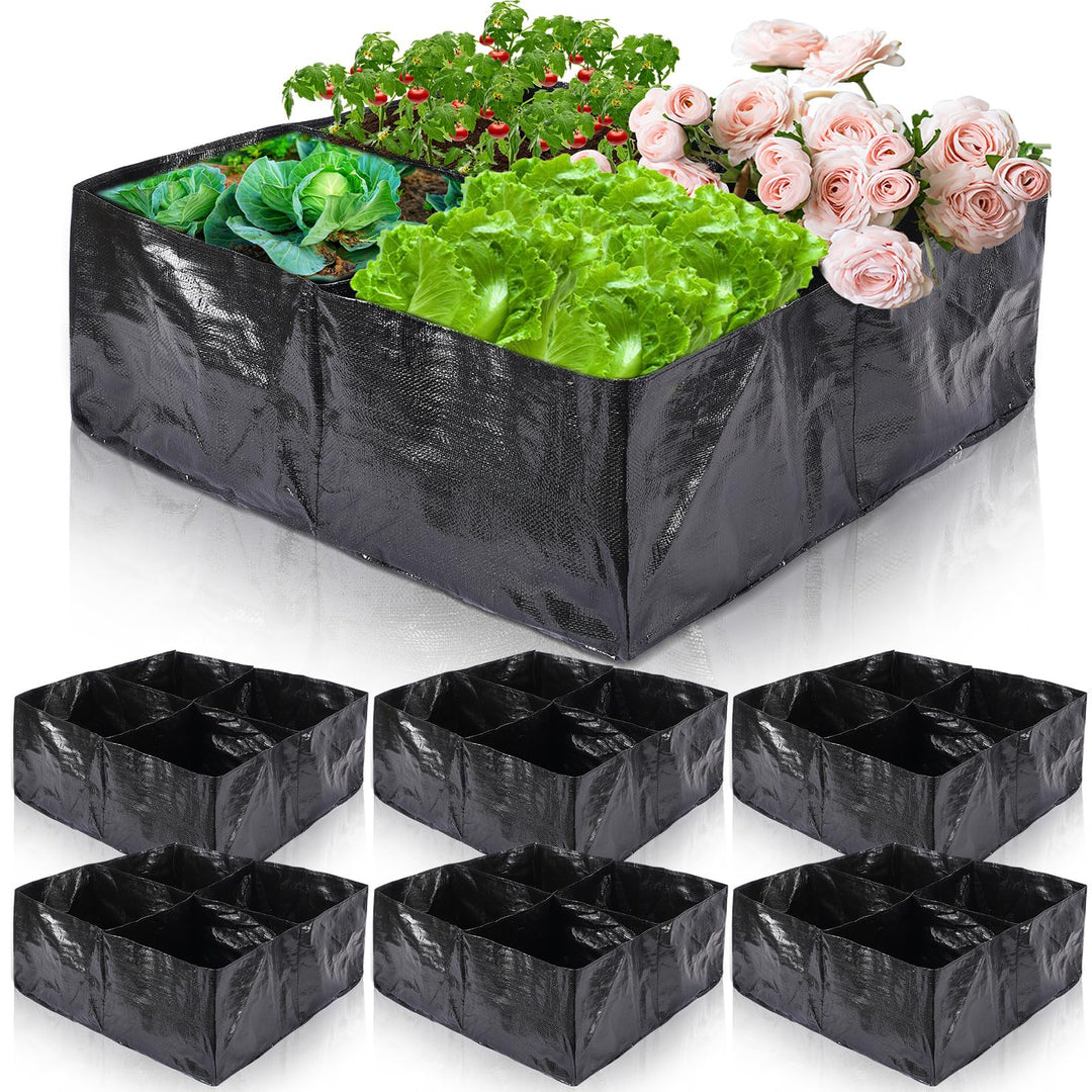 6 Pcs 24 Gallon Fabric Raised Garden Bed Breathable Planting Container Grow Bag 2 x 2 ft Grow Planting Bags with 4 Divided Square Raised Garden Planter Grow Pot for Gardening Flower Vegetable Retail $24.99