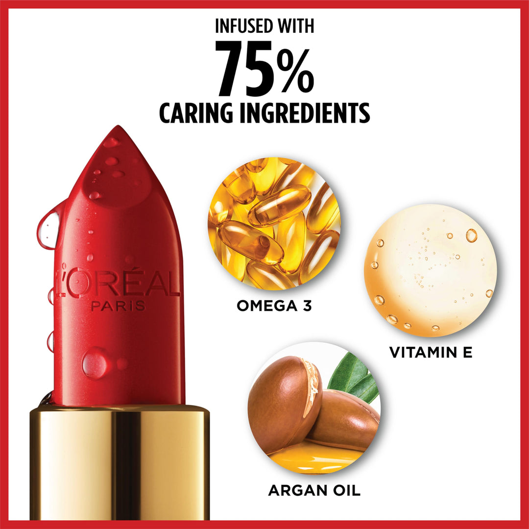 L'Oreal Paris Colour Riche Original Creamy, Hydrating Satin Lipstick with Argan Oil and Vitamin E, Blazing Lava , 1 Count