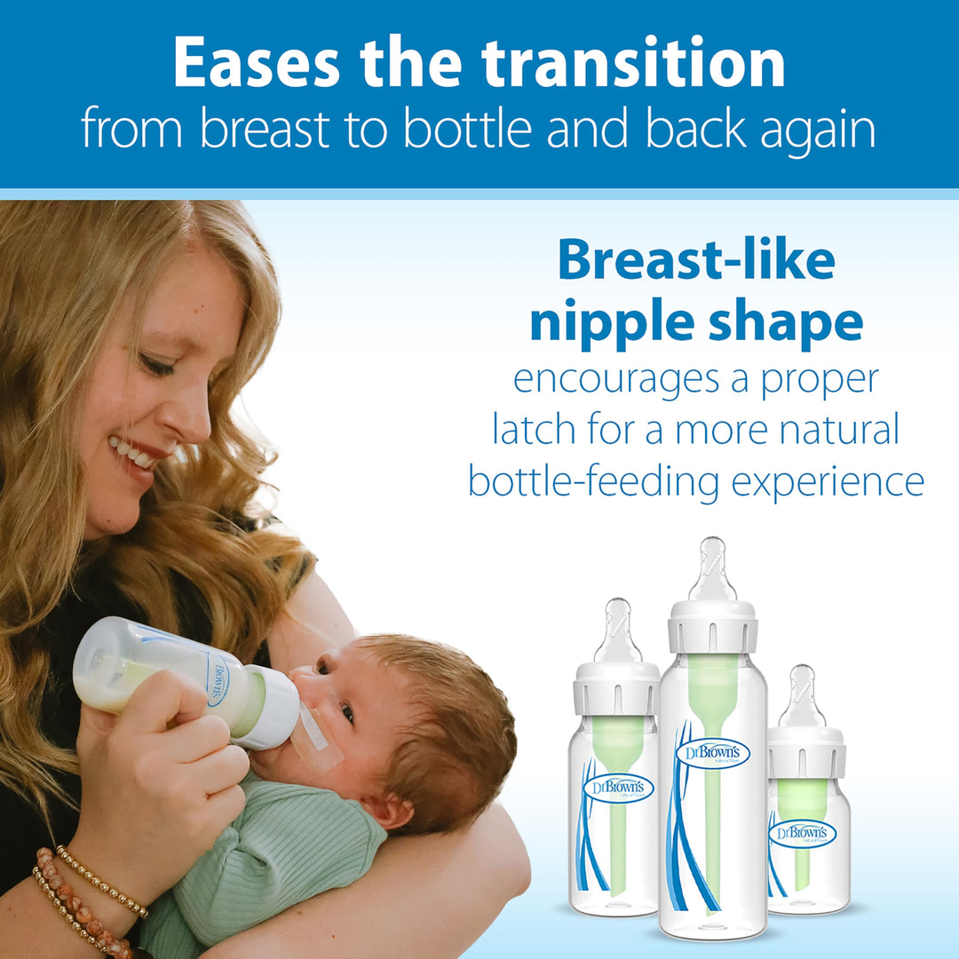 Dr. Brown's Natural Flow Level T Narrow Baby Bottle Nipple, Newborn Slow Flow, 0m+, 100% Silicone, 6-Pack Retail $13.99