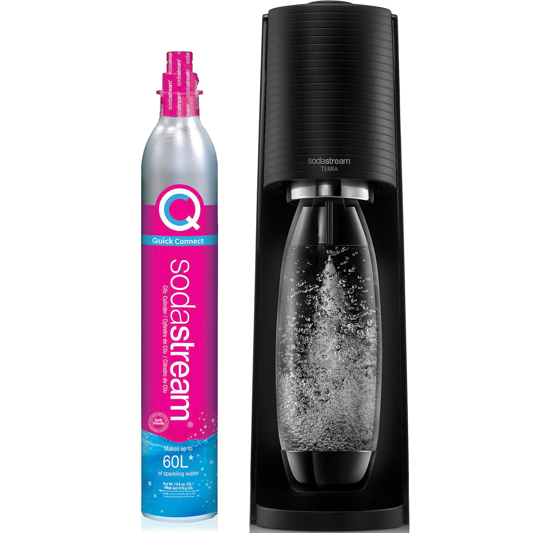 SodaStream Terra Sparkling Water Maker (Black) with CO2 and Dishwasher Safe Bottle Retail $99.99