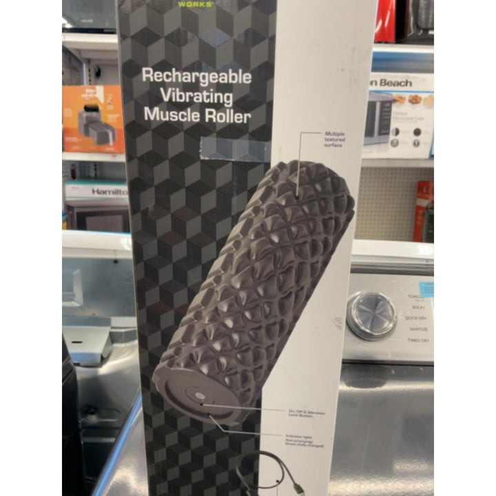 Athletic Works 3-Speed Vibrating Fitness Foam Roller  Rechargeable  Full Body Recovery Roller  Black