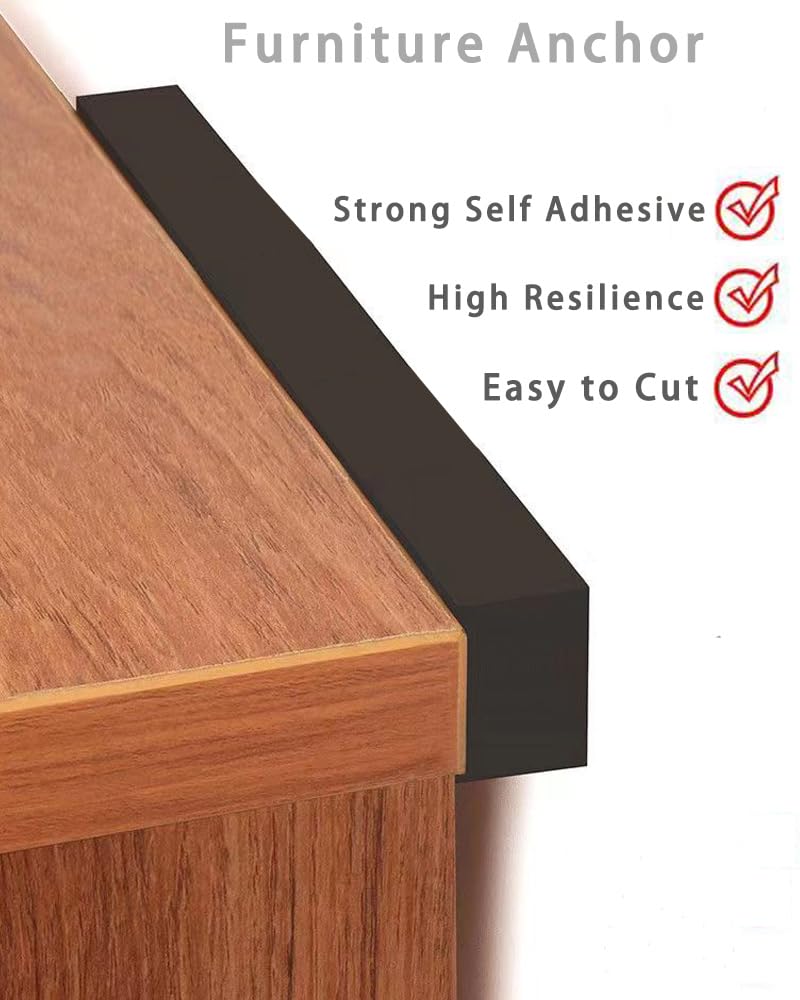 PTKSZGT Furniture Anchors for Babyproof No Drilling No-Tools-Required Self-Adhesive Aesthetically Pleasing Secure 300 Pound Prevent Dresser Cabinet Bookshelf Falling Anti Tip Earthquake