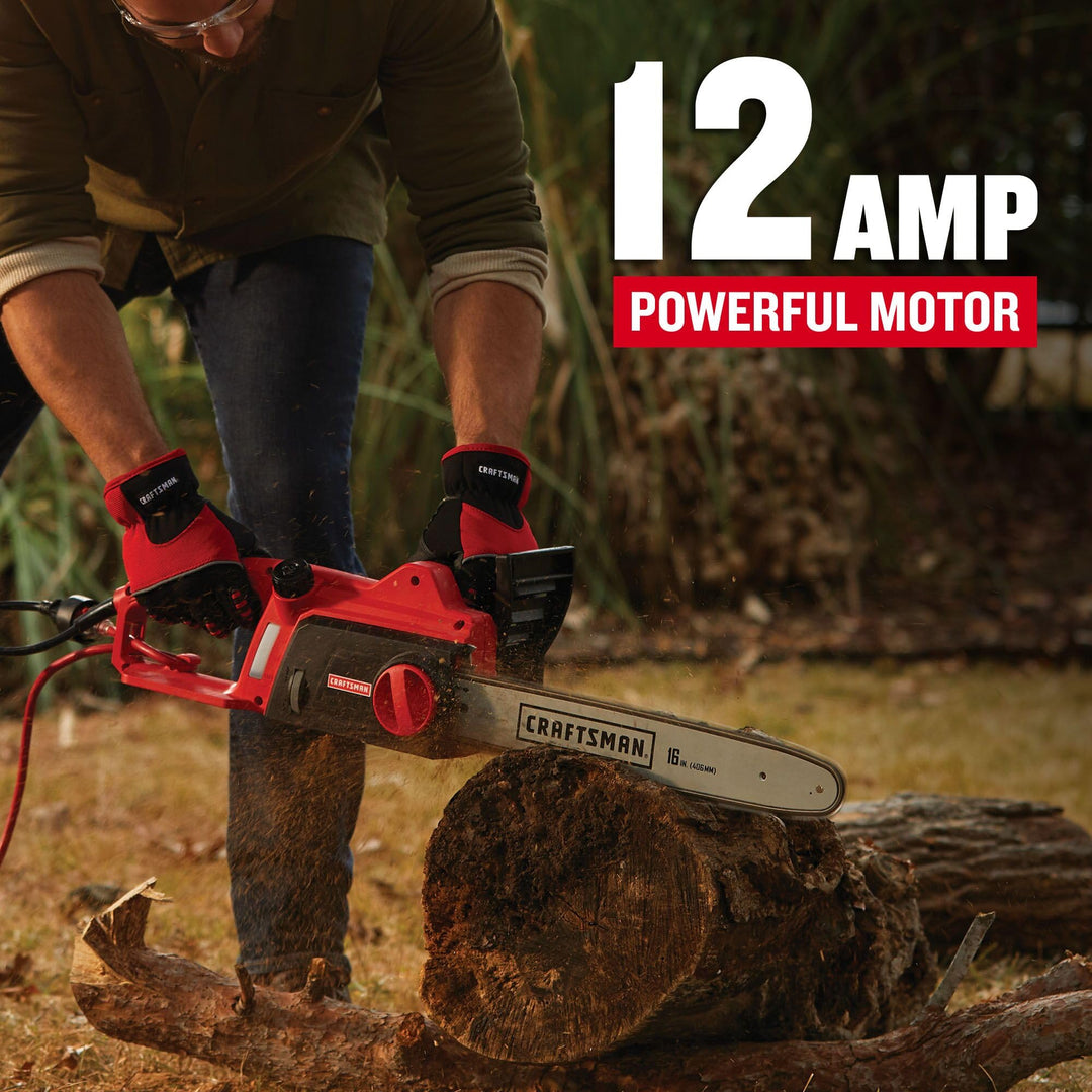 CRAFTSMAN Electric Chainsaw, 16 Inch, 12 Amp Corded Chain Saw Electric, Ergonomic, Powerful Motor (CMECS600) Retail $99.00