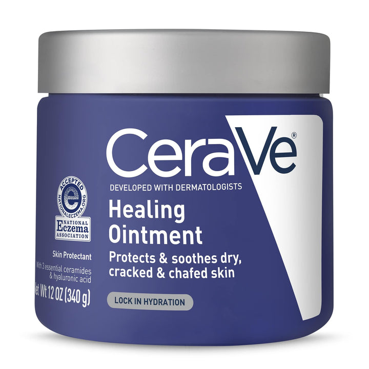 CeraVe Healing Ointment, Hydrating Skin Protectant With Petrolatum, Hyaluronic Acid & Ceramides, Face & Body Skin Barrier Repair For Cracked, Chafed, Dry Skin, Fragrance Free & Lanolin Free, 12 Oz Retail $19.00