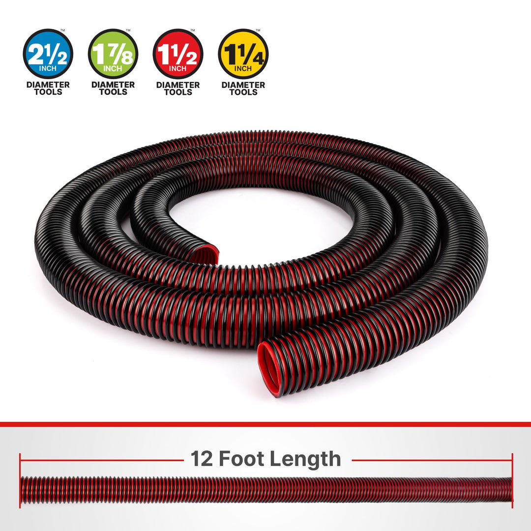 Shop-Vac Premium Universal Hose Plastic 12'X 1-7/8", Replacement Hose Compatible with Rigid, Dewalt, Husky, Craftsman, Bauer, Masterforce Vacuum Cleaners Retail $54.98
