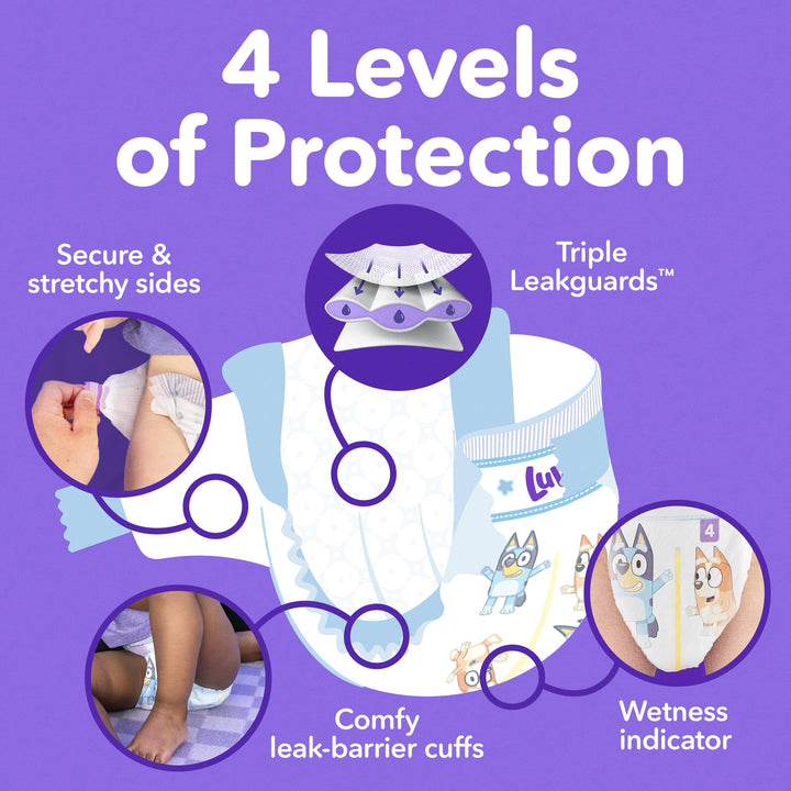 Luvs Diapers - Size 3, 100 Count, Bluey Platinum Protection Baby Diaper