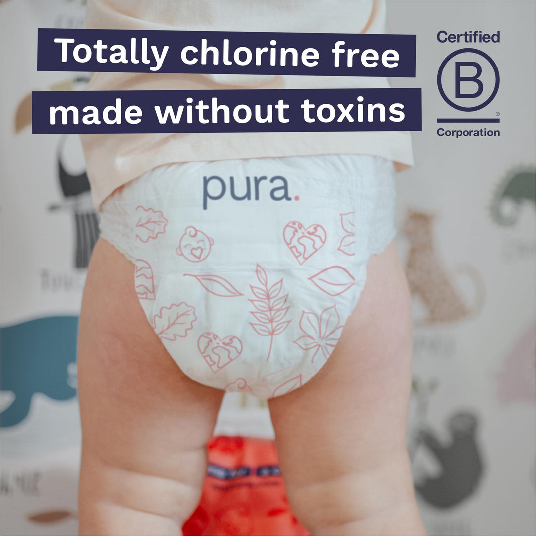 Pura Hypoallergenic Diaper Pants Size 6 (33+ lbs) Overnight, up to 12 Hours Leak Protection, Suitable for Sensitive Skin, Totally Chlorine Free, Soft Organic Cotton, 3 Packs of 17 (51 Pull Up Pants) Retail $39.87