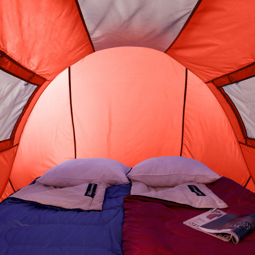 Pop-up Tent 2 Person, Water Resistant Barrel Style Tent for Camping with Rain Fly and Carry Bag, Sunchaser 2-Person Tent by Wakeman Outdoors (Red) Retail $64.99
