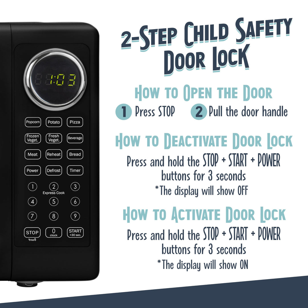 Nostalgia Retro 700W Microwave Oven Ã¢â‚¬â€œ 0.7 Cu Ft Capacity Ã¢â‚¬â€œ Child Safety Lock, 8 Auto-Cook Settings, Square Window Ã¢â‚¬â€œ Countertop Kitchen Appliance Ã¢â‚¬â€œ Black