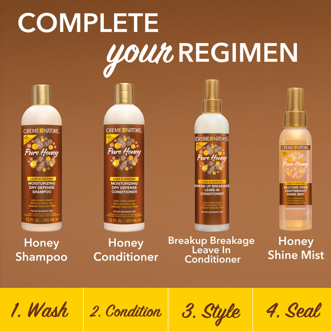 Creme of Nature Pure Honey Knot Away Leave-In Detangler, Instantly Detangles & Improves Manageability, With Coconut Oil & Shea Butter, For Dry, Dehydrated Hair, 8 oz