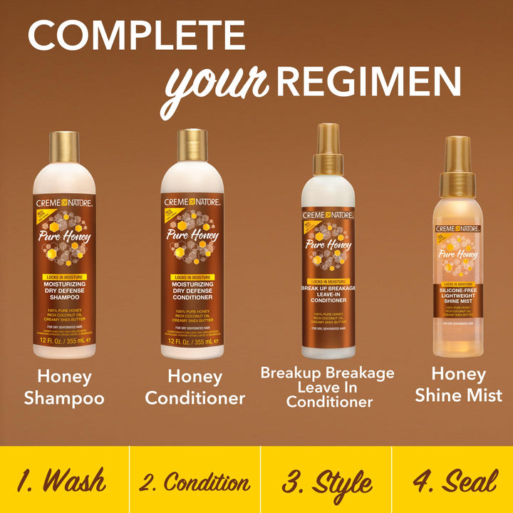 Creme of Nature Pure Honey Knot Away Leave-In Detangler, Instantly Detangles & Improves Manageability, With Coconut Oil & Shea Butter, For Dry, Dehydrated Hair, 8 oz