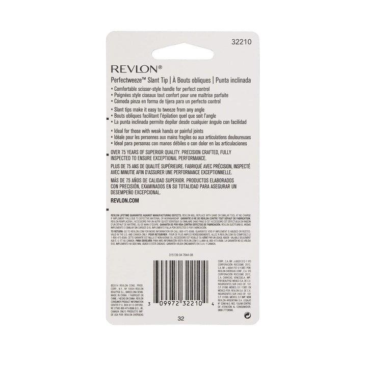 Revlon PerfecTweeze Scissor Tweezers, Slanted Tip, For Eyebrow Shaping and Hair Removal, Ergonomic Handle Design, Stainless Steel, 1 Count
