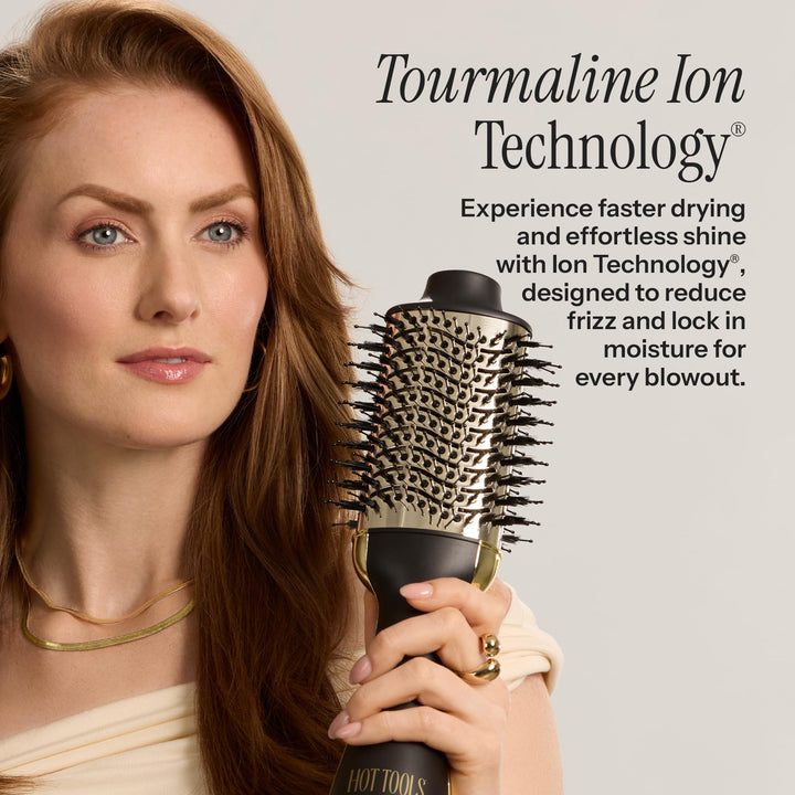 HOT TOOLS 24K Gold Blow Dryer Brush - Hot Air Brush for Salon-Worthy Volume in One Step - Volumizer with 24K Gold Technology for Fast Styling & Long-Lasting Results