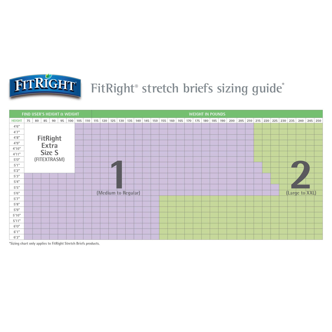 FitRight Stretch Ultra Adult Briefs, Incontinence Diapers with Tabs, Heavy Absorbency, Large/XL/2XL, 51 to 70", 20 Count