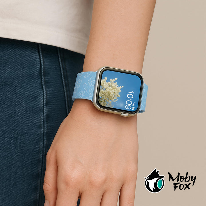 MobyFox Silicone Watch Band - compatible Apple Watch Band for iWatch Series 11 10 9 Ultra 8 7 6 5 4 3 2 1 SE - (Sky Blue) Retail $9.94