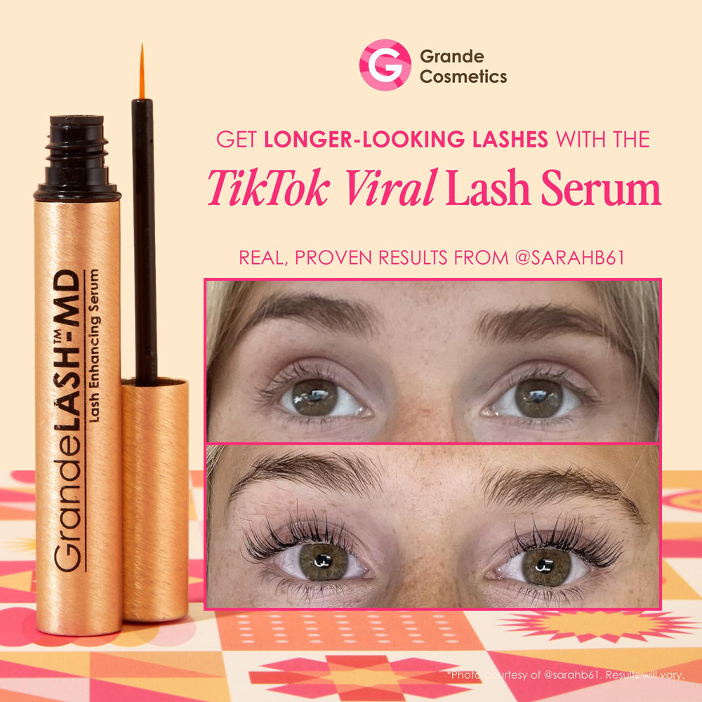 Grande Cosmetics GrandeLASH-MD Lash Enhancing Serum - Peptide & Vitamin Infused Formula for Longer, Thicker, Fuller Looking Lashes - Ophthalmologist Tested, Cruelty-Free, 6 Week Supply (1mL) Retail $36.00