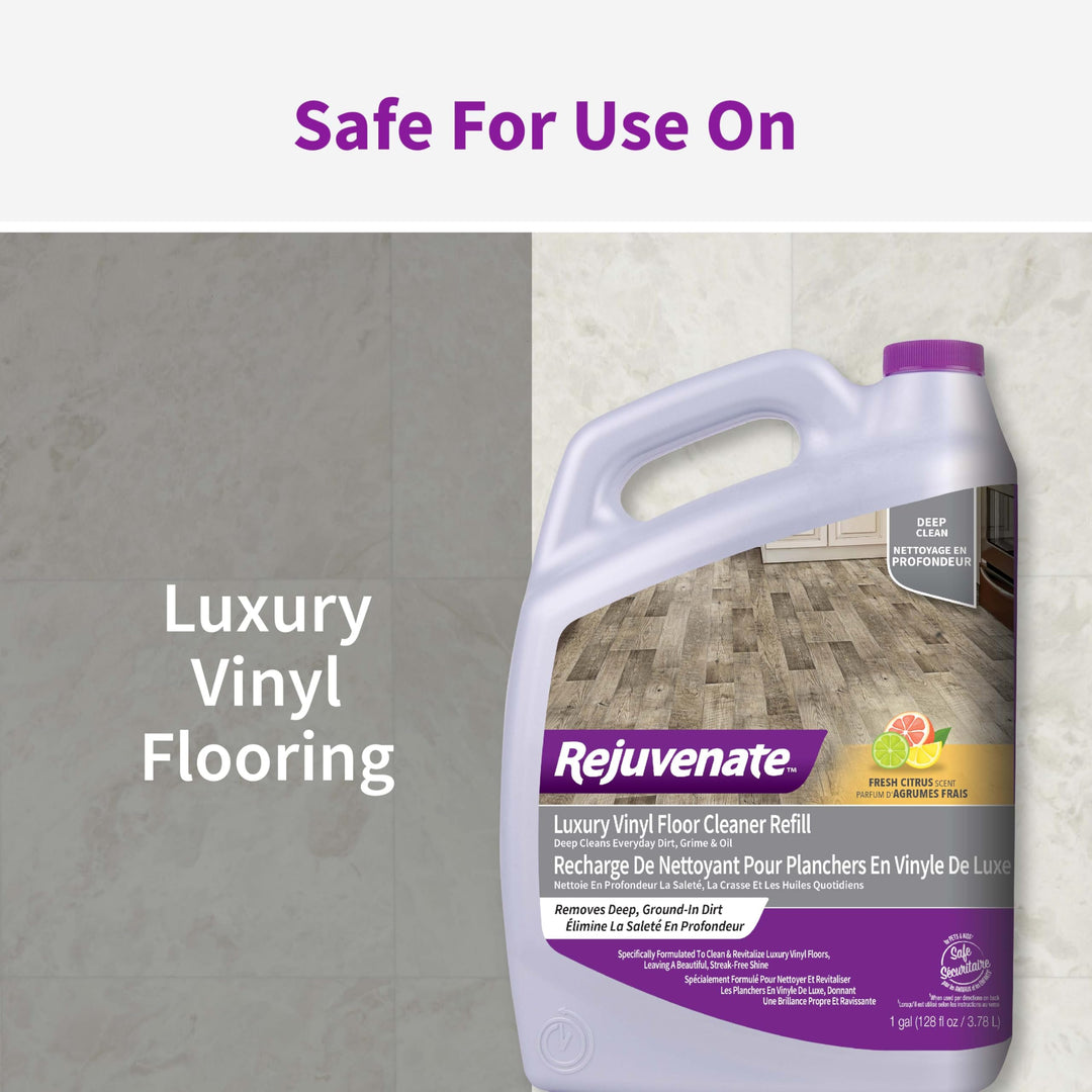 Rejuvenate Luxury Vinyl Floor Cleaner Refill, 1 Gallon, Gently Cleans and Revitalizes Luxury Vinyl Floors