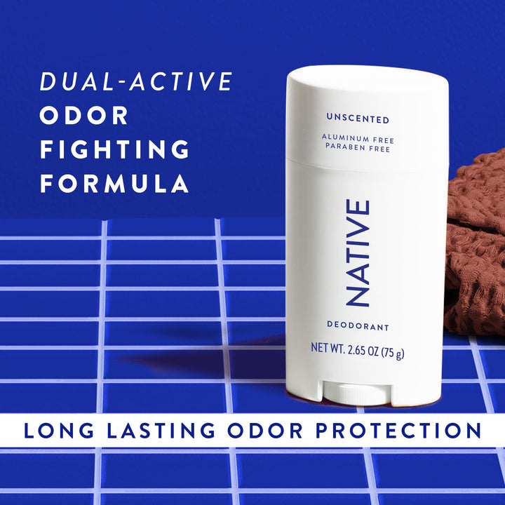 Native Deodorant,Unscented, Aluminum Free, Paraben Free, 2.65 OZ (75 g), Coconut Oil and Shea Butter