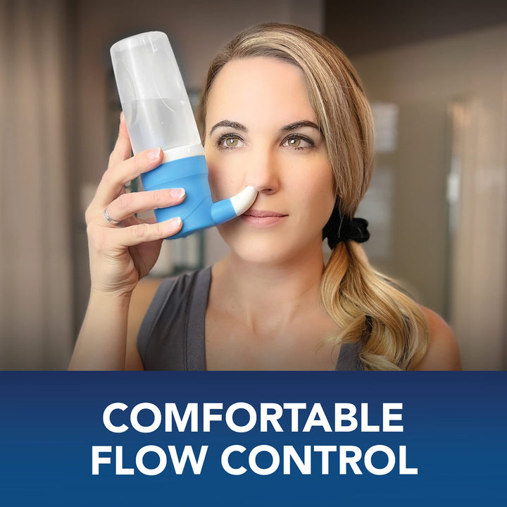 SinuCleanse Soft Tip Micro-Filtered Nasal Wash System, Relieves Nasal Congestion Due to Cold & Flu, Dry Air, Allergies, 30 All-Natural Saline Packets, Made in USA