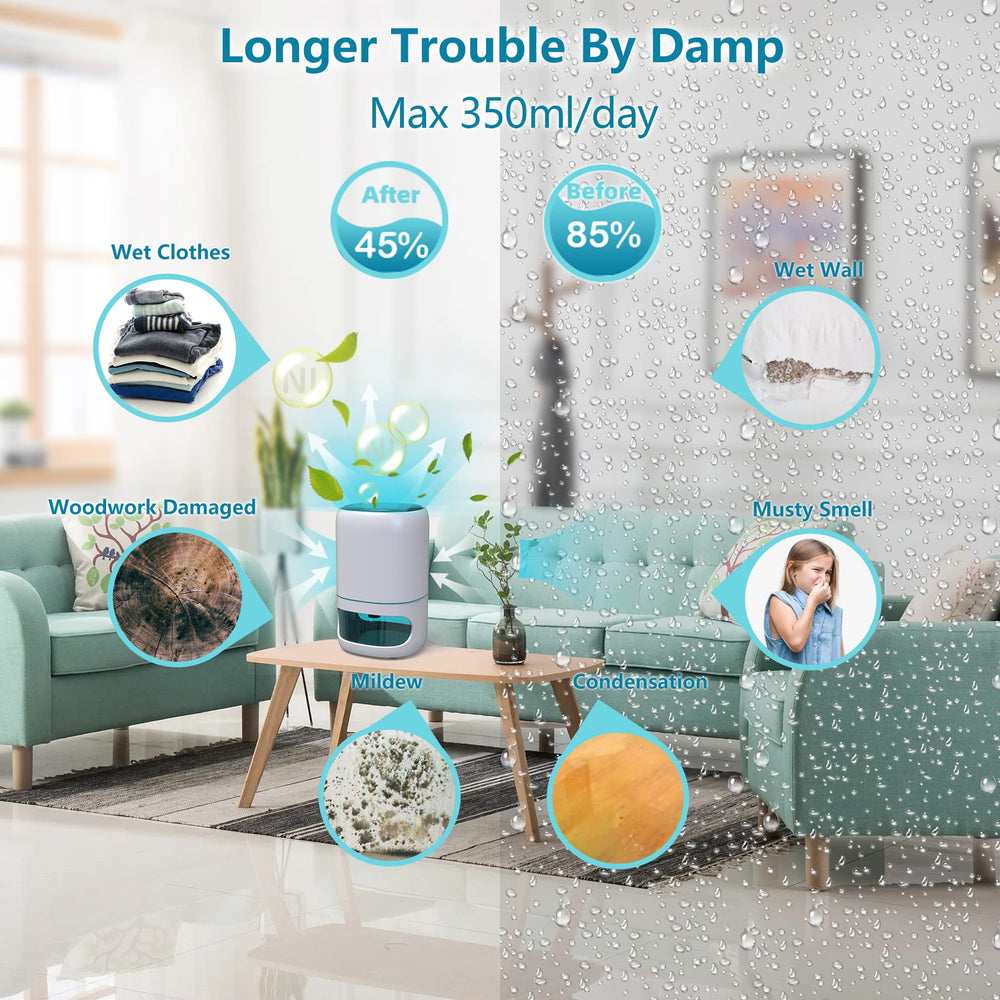 Hoomace 2 In 1 Small Humidifier Dehumidifier Combo, Humidifiers Dehumidifier For Home Bedroom With Drain Hose Temperature Display,4 Modes,7 Color LED Lights,Timer Set Retail $65.00