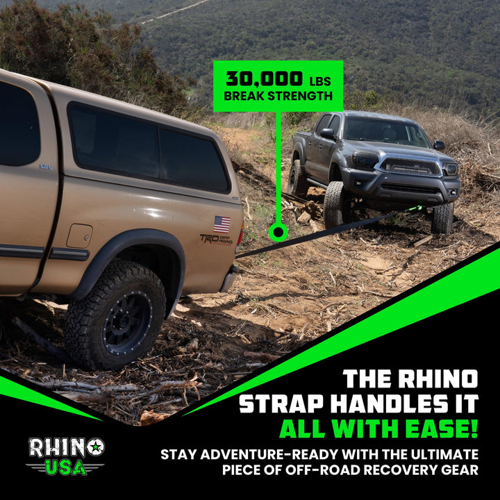 Rhino USA Recovery Tow Strap (3" x 30') - 31,518lb Break Strength - Emergency Recovery Strap Tow Rope for Truck, UTV, ATV & More - Heavy Duty Towing Strap for Offroad 4x4 Use - Compatible with Jeep Retail $48.40