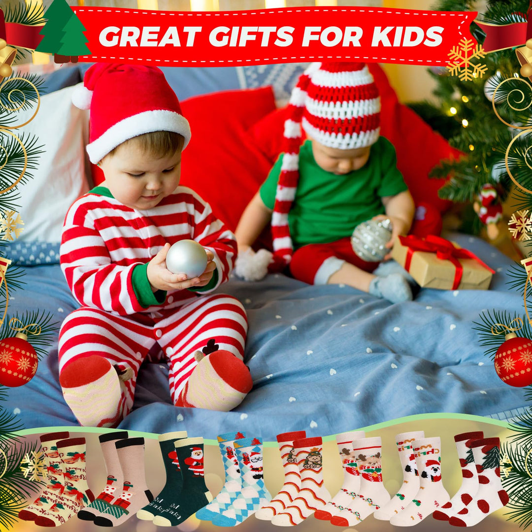Hiboom 60 Pair Kid Christmas Socks Colorful Cute Creative Fancy Crew Novelty Fun Design Socks for Toddler Children Boys Girls Warm Winter Crew Socks Xmas Gift, Novelty Cotton and Polyester, 4-6 Years Retail $100.00