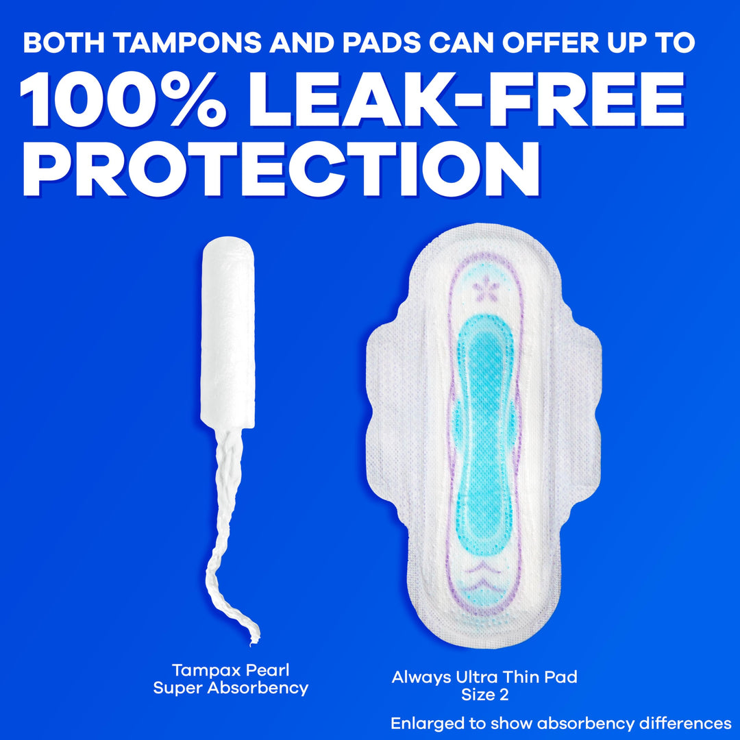 Tampax Pearl Tampons for Women, with LeakGuard Braid, Super Absorbency, Unscented, 50 Count