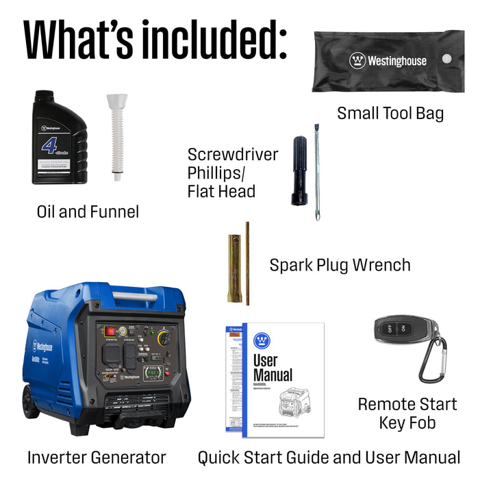 Westinghouse 5000 Peak Watt Super Quiet Portable Inverter Generator, Remote Electric Start with Auto Choke, RV Ready 30A Outlet, Gas Powered, CO Sensor, Parallel Capable Retail $1,199.00