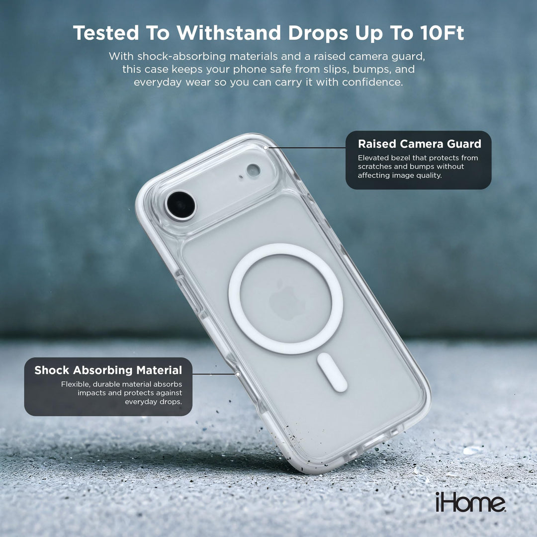 iHome Magsafe Velo Case for iPhone, Shockproof, MagSafe Compatible, Camera Guard (Clear, iPhone Air) Retail $19.99