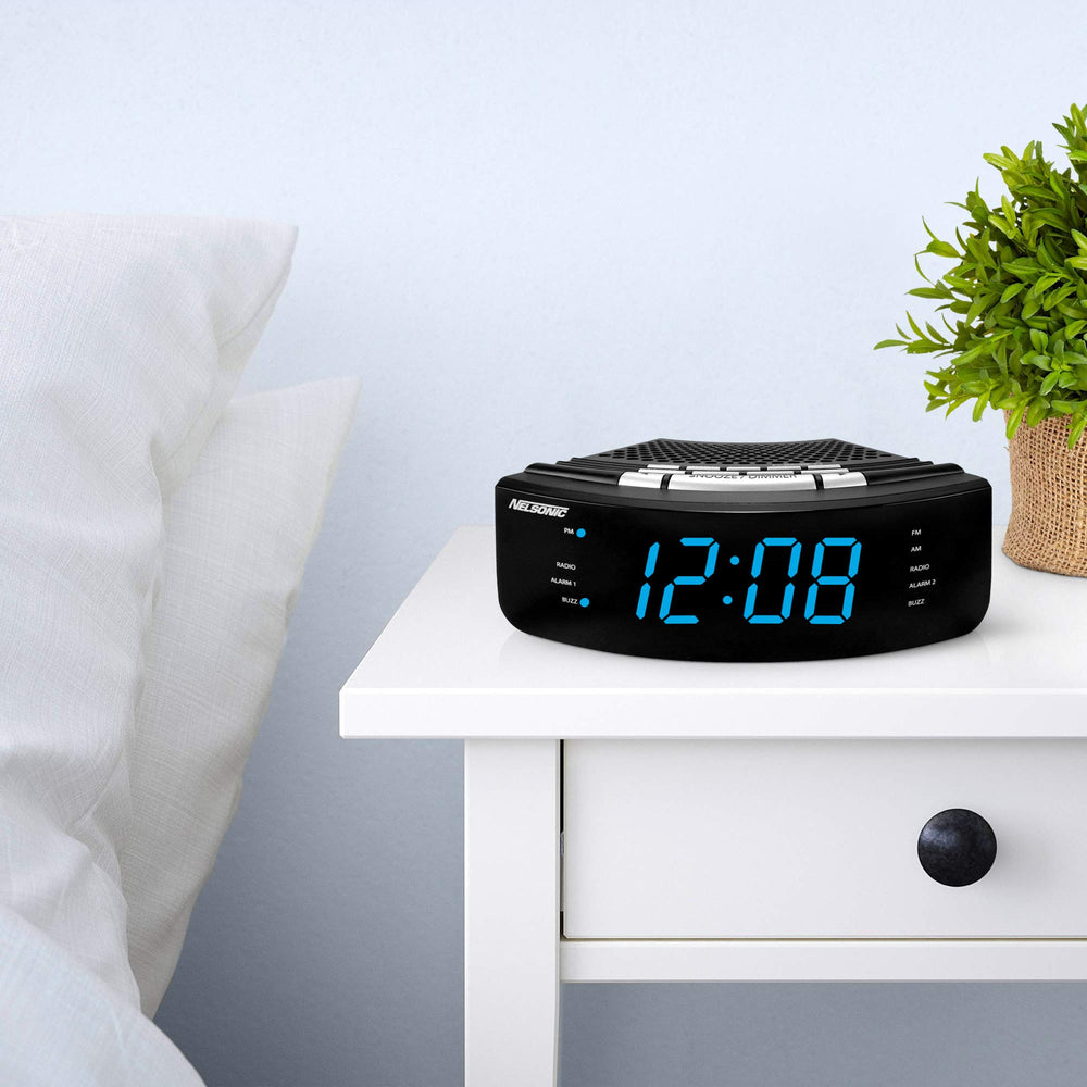 NS Blue LED Clock Radio with Digital Tuner Retail $20.97