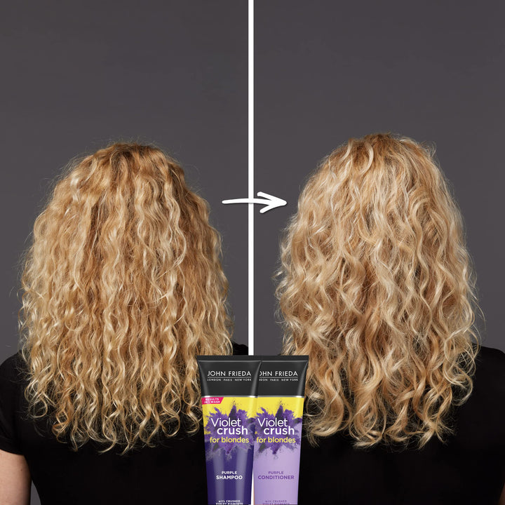 John Frieda Violet Crush Purple Toning Mask, Removes Brassy Tones, Smooths Damaged Hair Cuticles for Cooler, More Luminous, Salon-Fresh Blonde. Safe for Natural and Color-Treated Blonde Hair, 6 Oz