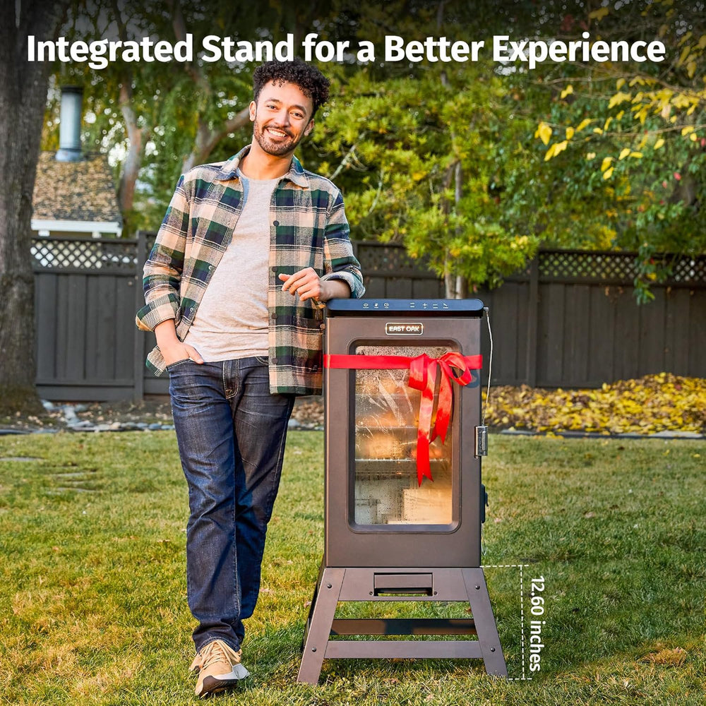 EAST OAK Ridgewood Pro 30" Electric Smoker Built-in Meat Probe & Elevated Stand for Outdoors Up to 6× Longer Smokes, Adjustable Side Chip Loader Smoke with 725 sq in Cooking Area, Night Blue Retail $269.99