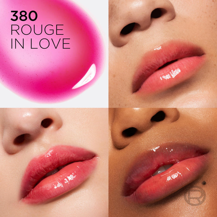 L'Oreal Paris Plump Ambition Hyaluron Lip Oil, 24 HR Lip Gloss with Hyaluronic Acid, Volumizing Formula with Glass-Like Shine, Rouge In Love 380, 0.16 Fl Oz Retail $13.99
