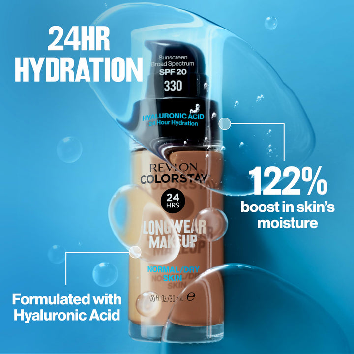 Revlon Liquid Foundation, ColorStay Face Makeup for Normal & Dry Skin, SPF 20, Longwear Medium-Full Coverage with Natural Finish, 135 Vanilla, 1 Fl Oz