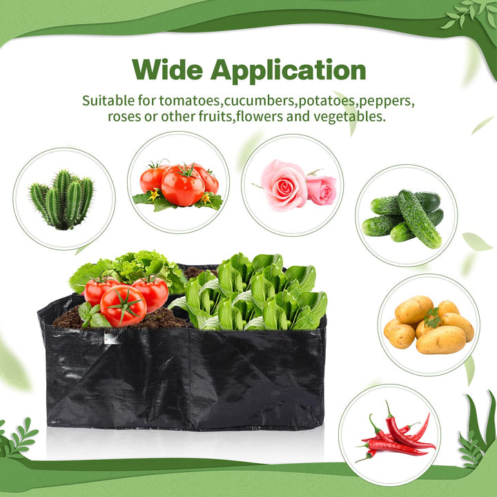 6 Pcs 24 Gallon Fabric Raised Garden Bed Breathable Planting Container Grow Bag 2 x 2 ft Grow Planting Bags with 4 Divided Square Raised Garden Planter Grow Pot for Gardening Flower Vegetable Retail $24.99