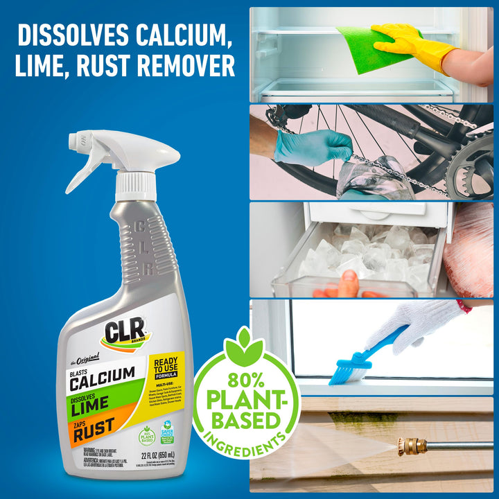 CLR BrandsÃ‚Â® Calcium, Lime & Rust Remover, Blasts Calcium, Dissolves Lime Deposits, Zaps Stubborn Rust Stains and Hard Water Deposits, 22 Ounce Spray Bottle (Pack of 1)