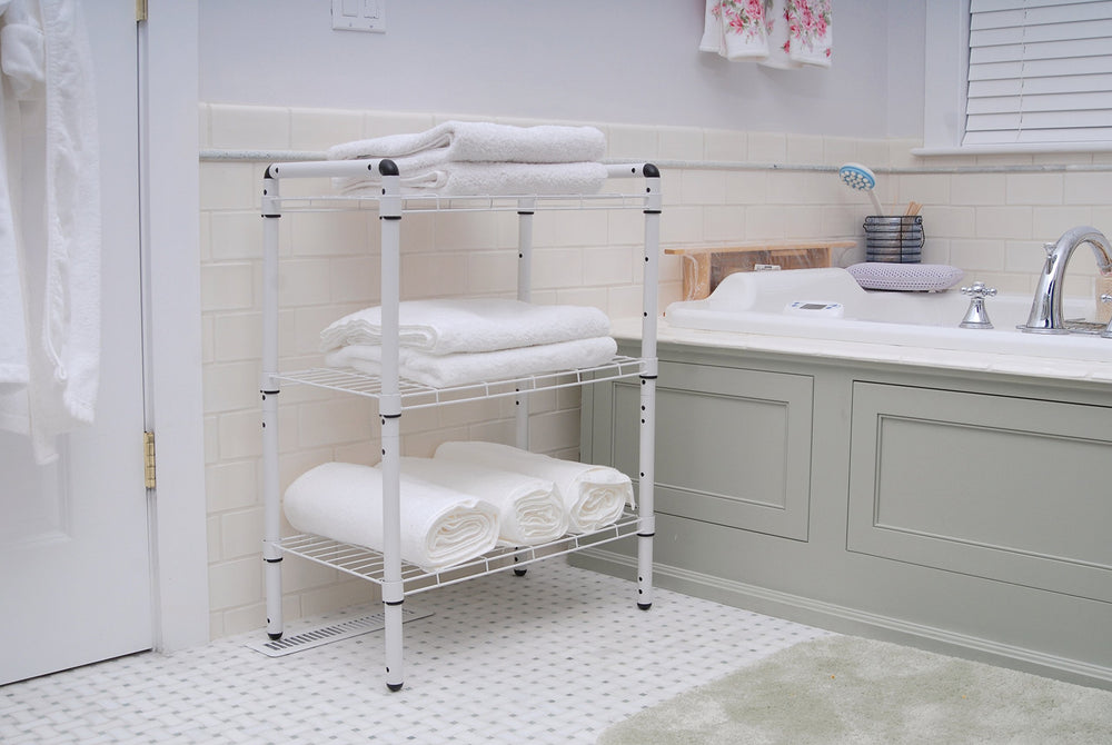 The Art of Storage 3 Shelf Adjustable Shelving Rack Storage Organizer, White Retail $34.99