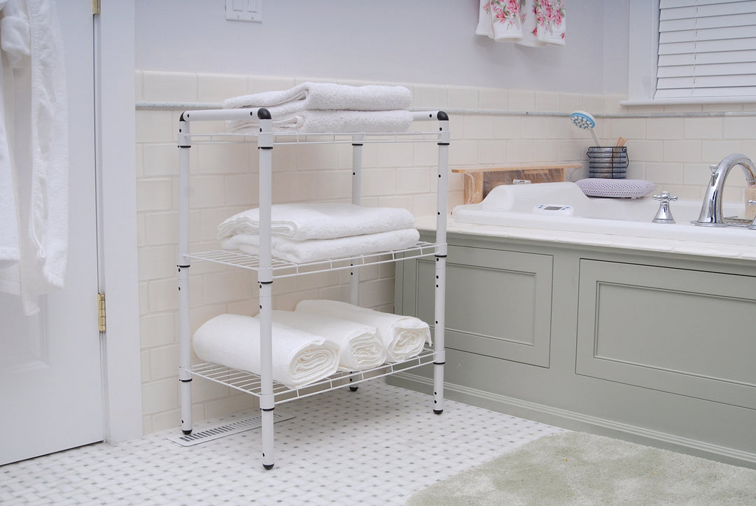 The Art of Storage 3 Shelf Adjustable Shelving Rack Storage Organizer, White Retail $34.99