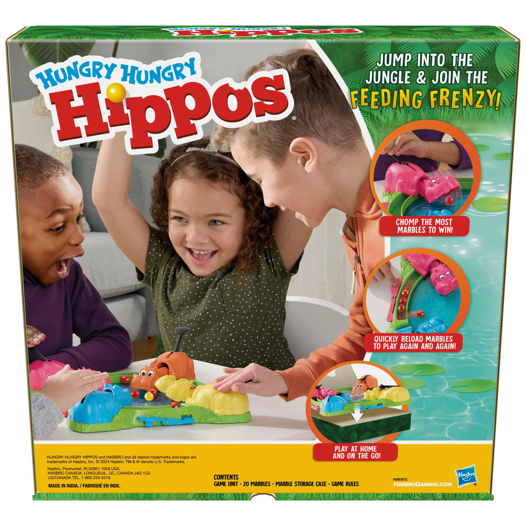 Hasbro Gaming Hungry Hungry Hippos Game for Preschoolers | Instant Marble Relaunch, Easy Set-Up & Storage| Ages 4 and Up | 2 to 4 Players | Kids Games Retail $19.99