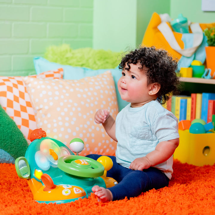 Bright Starts Lights and Colors Driver Toy Steering Wheel with Car Sounds for Pretend Play - Green, 6 Months and up Retail $19.99