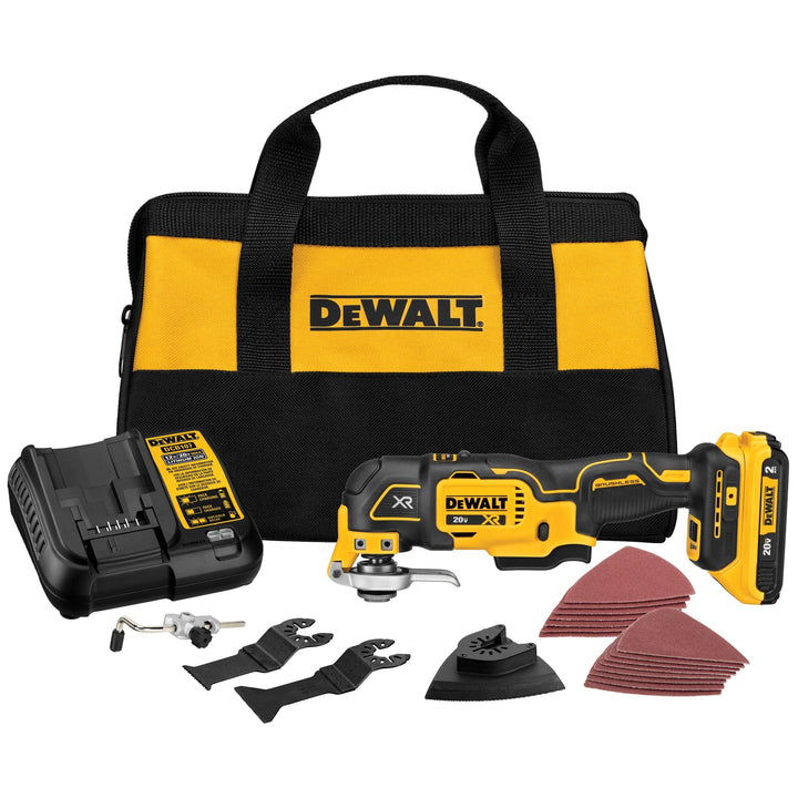 DEWALT 20V Oscillating Tool, Cordless, Wood Blades, Sandpaper, Tool Bag, Battery and Charger Included (DCS356SD1) Retail $260.37