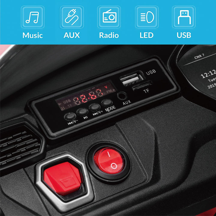 Kidzone Ride On Car 12V Lamborghini Urus Kids Electric Vehicle Toy w/Parent Remote Control, Horn, Radio, Port, AUX, Spring Suspension, Opening Door, LED Light - Red Retail $249.99
