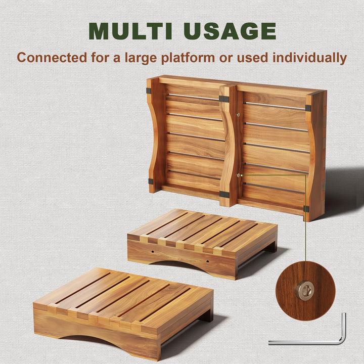 Wooden Platform Step Stool, 3.5" Height Acacia Wood Steps for Outdoor Use, Non-Slip Prefab Porch Steps for Outside, One Step Bed Platform for Adults and Elderly Retail $39.99