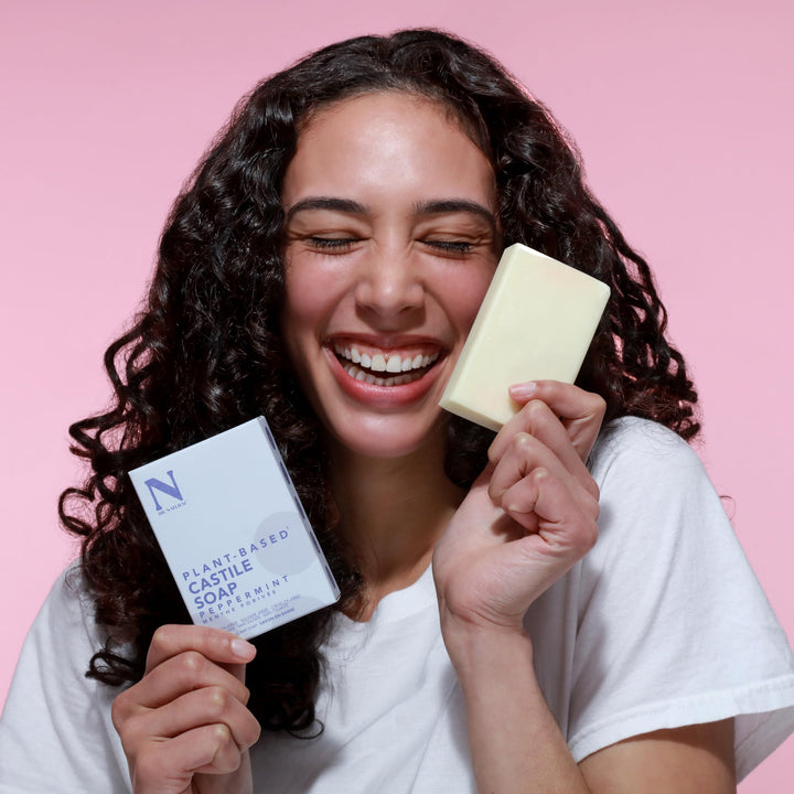 Dr. Natural Castile Bar Soap - Multipurpose Soap Bar with Anti-Acne Properties - For Face, Body, Hair - Sensitive Skin Body Wash - Peppermint - 2 pcs Retail $2.98