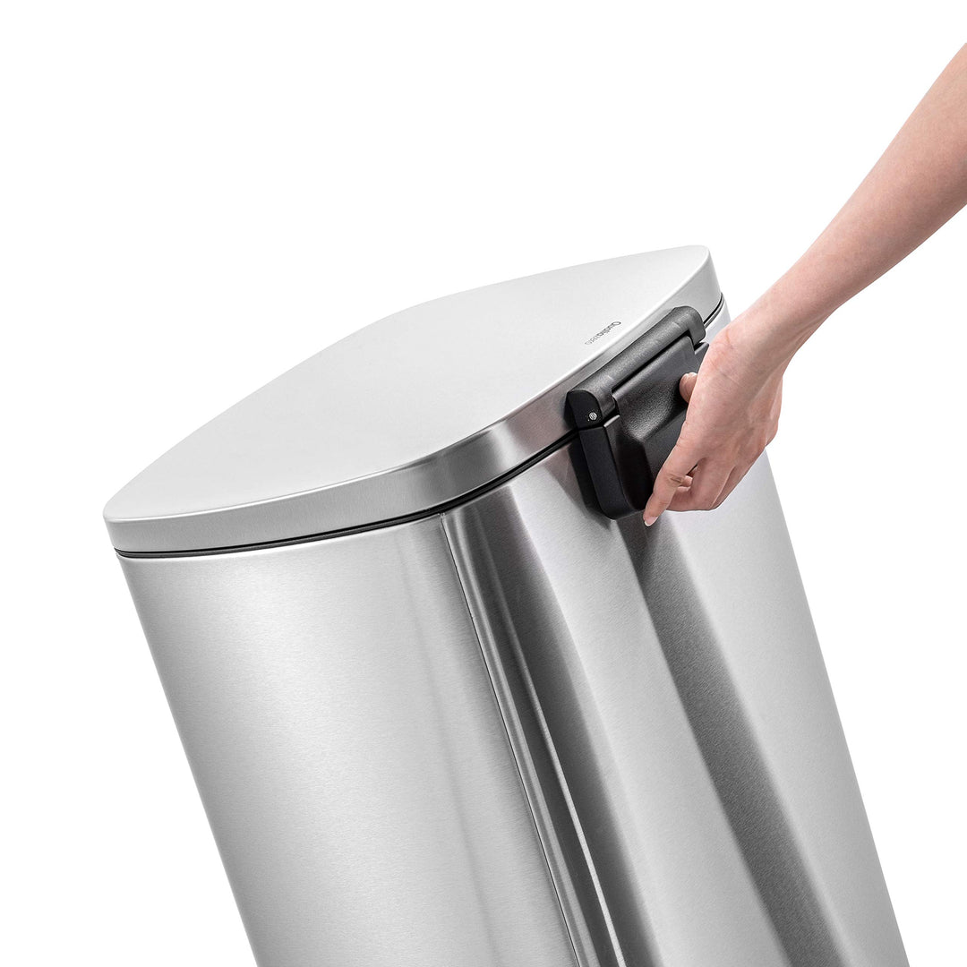 QUALIAZERO 50L/13Gal Heavy Duty Hands-Free Stainless Steel Commercial/Kitchen Step Trash Can, Fingerprint-Resistant Soft Close Lid Trashcan, 50L / 13 GAL Retail $69.98