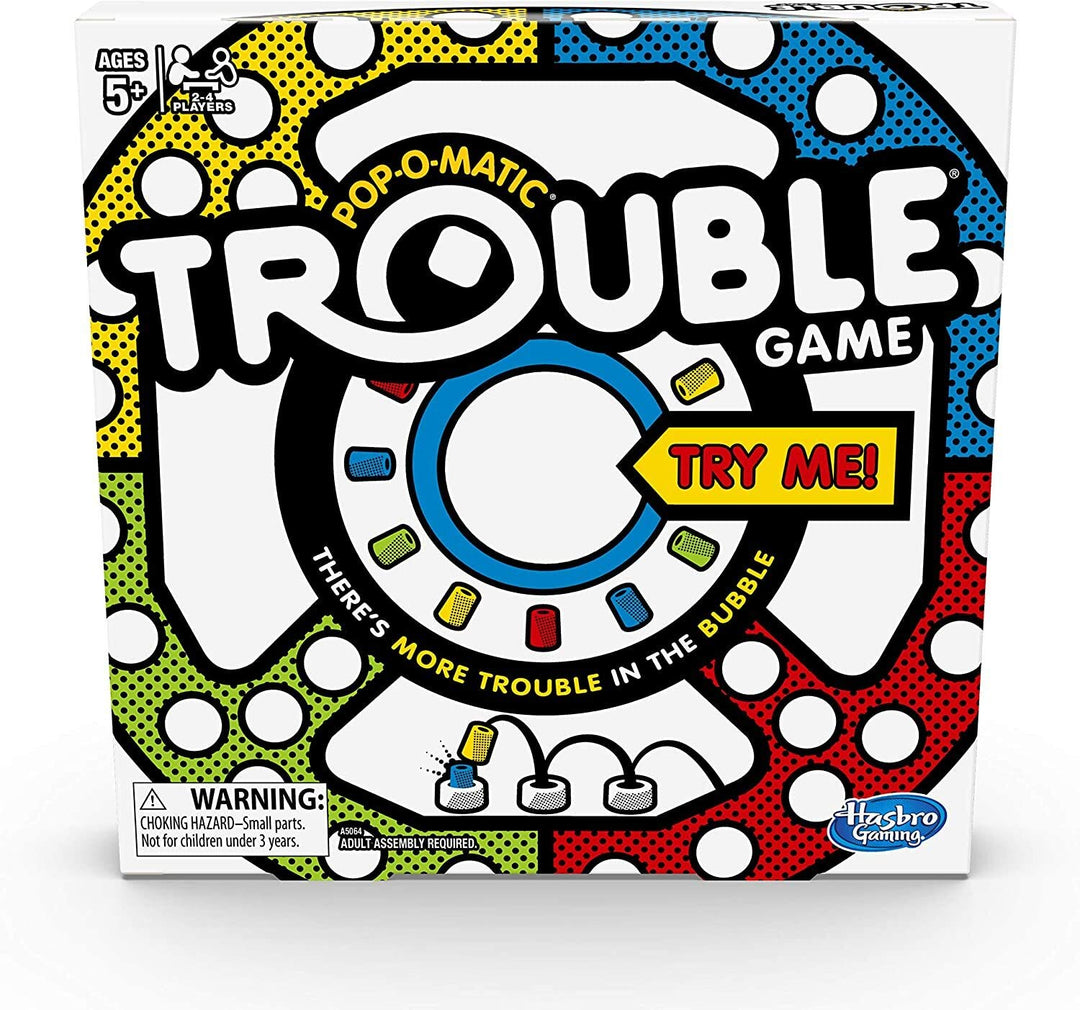 Hasbro Trouble Board Game - 1 Set, Classic Pop-O-Matic Race Game for Ages 5 and Up, 2 to 4 Players