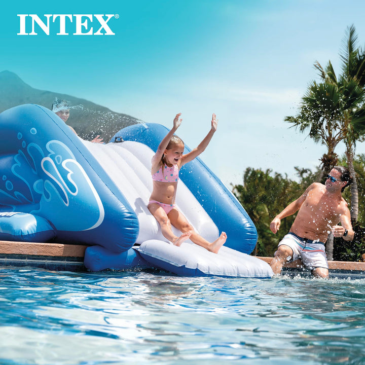 Intex Kool Splash Inflatable Water Slide Swimming Pool Play Center with Built in Sprayers for Kids and Adults, Ages 6 and Up, Blue